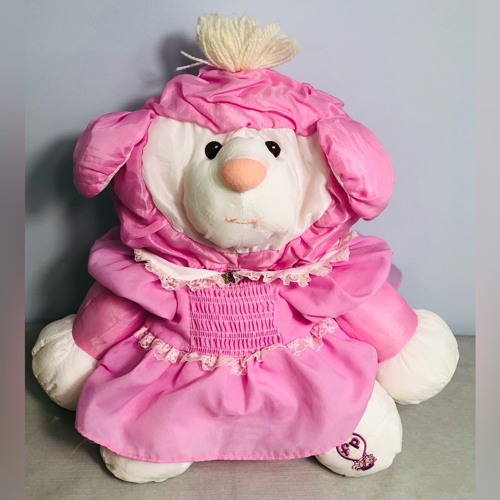 Vintage 1986 Fisher Price Puffalumps Pink Lamb Plush Stuffed Animal Toy  READ